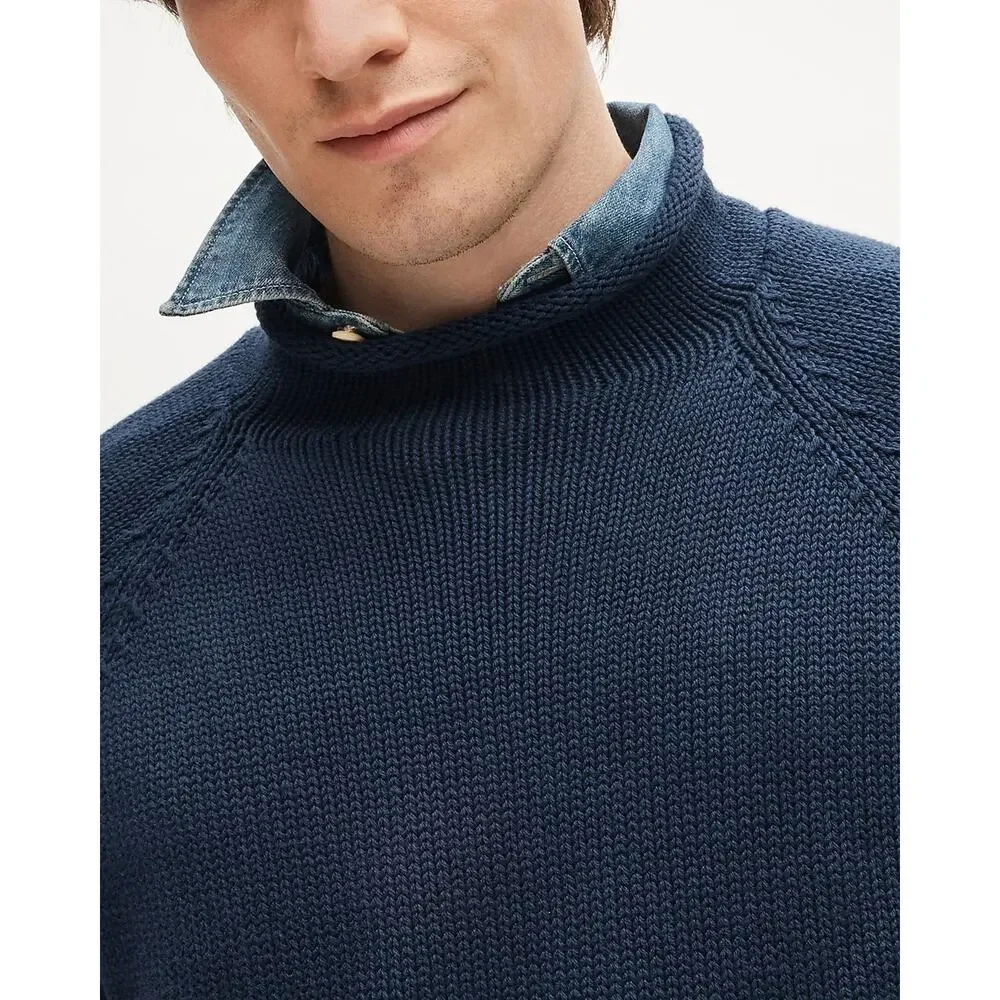J. Crew Men's 1988 Roll-Neck Sweater in Cotton Long Sleeves Navy Size XS NWT